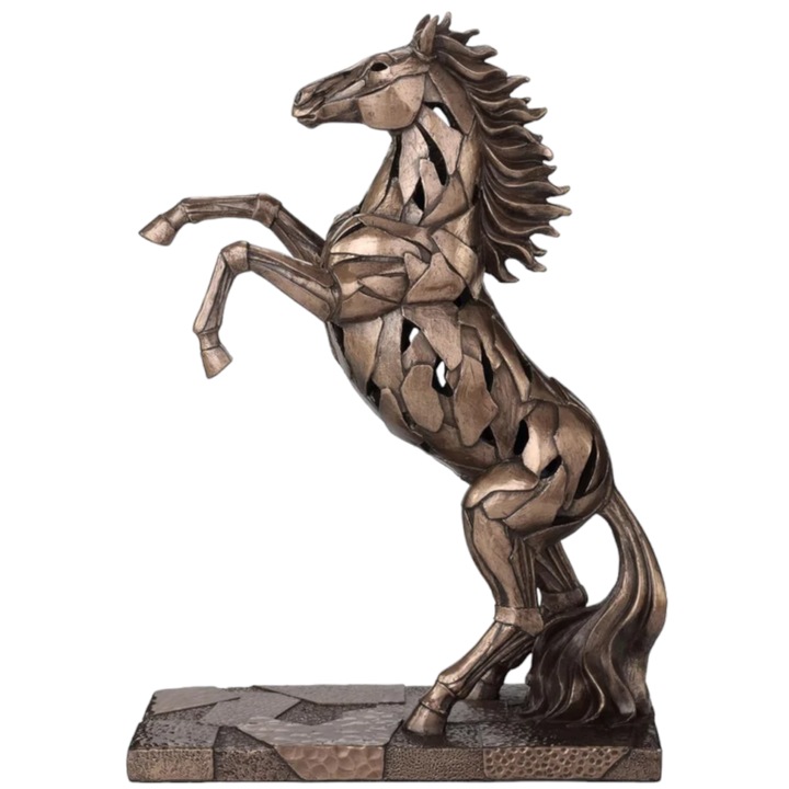 Figurina, Cal Cu Copite Ridicate, Luminat, Rasina Acoperita cu Bronz, 28, 5 cm, WU78111A1