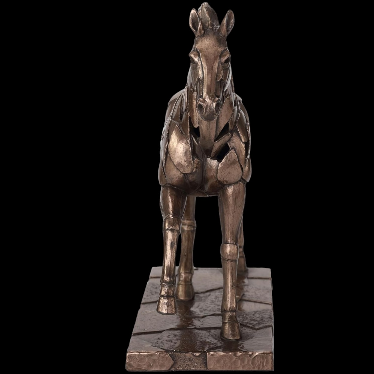 Figurina, Cal In Galop, Luminata, Rasina Acoperita cu Bronz, 22, 5 cm ...