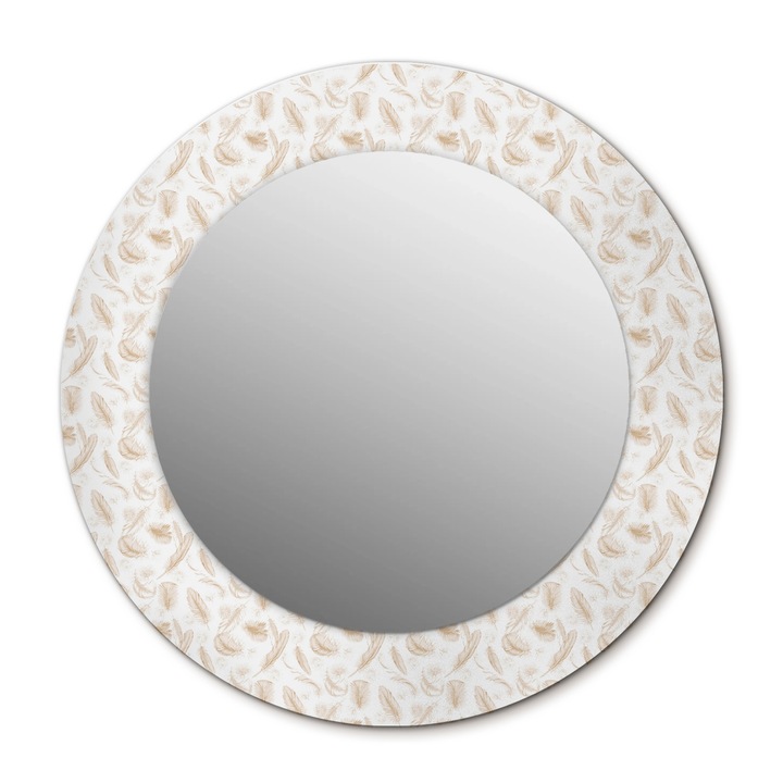 Fali tükör, Wallfluent, Madártoll, Kerek, Bézs, Ø50 cm, 010090550080300011102