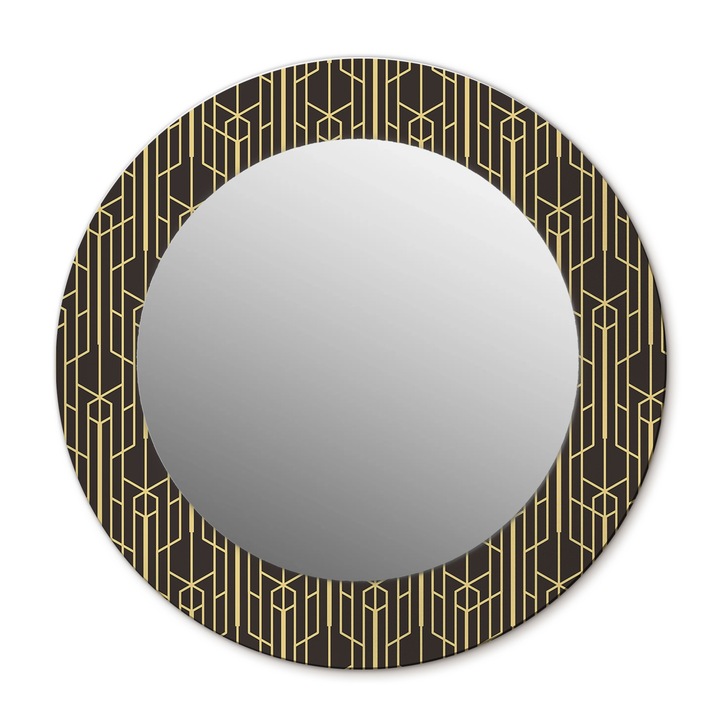 Fali tükör, Wallfluent, Vintage geometria, Kerek, Fekete, Ø50 cm, 010090550080300012748