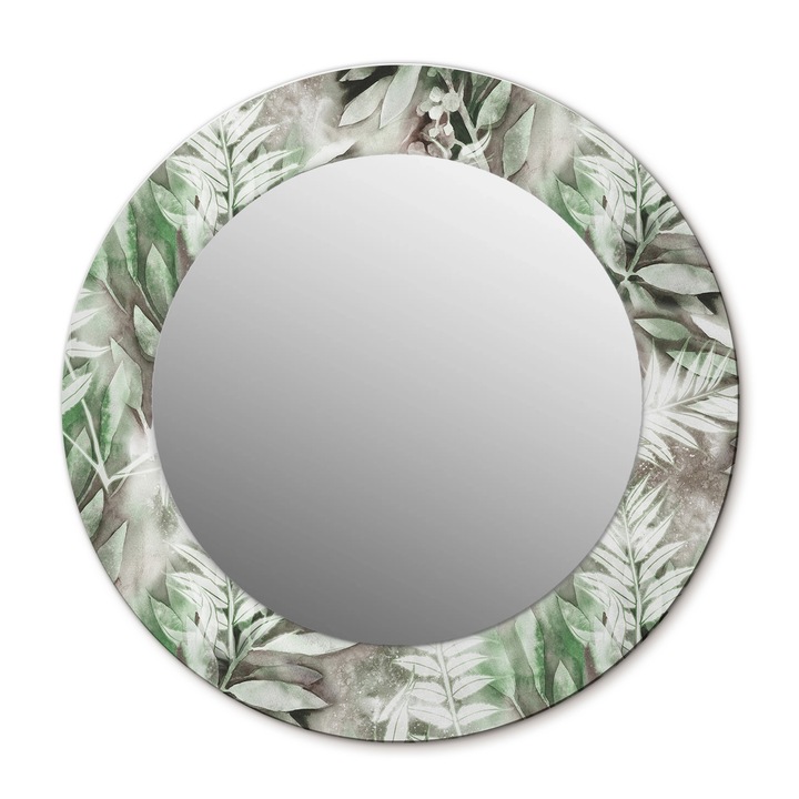 Fali tükör, Wallfluent, Akvarell levelek, Kerek, Többszínű, Ø50 cm, 010090550080300012593