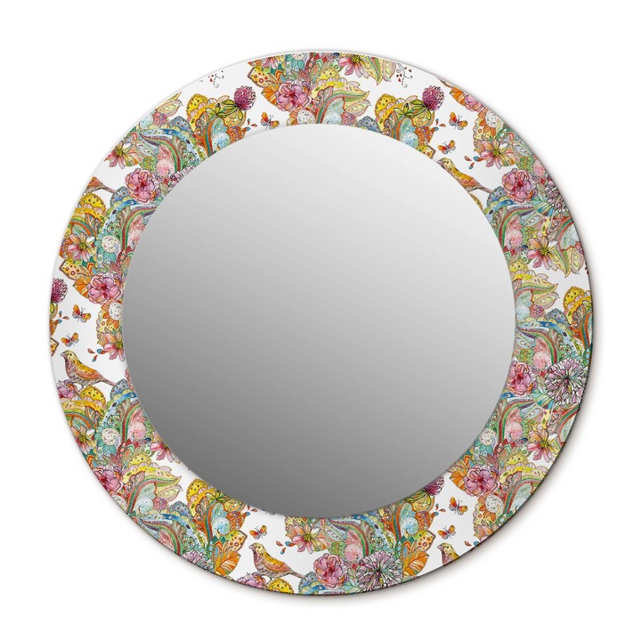 Fali tükör, Wallfluent, Mesevirágok, Kerek, Többszínű, Ø50 cm, 010090550080300011202