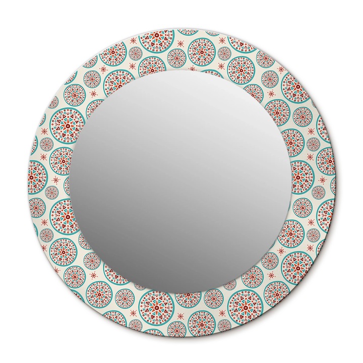 Fali tükör, Wallfluent, Boho modell, Kerek, Többszínű, Ø50 cm, 010090550080300012780
