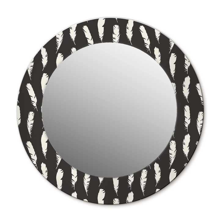 Fali tükör, Wallfluent, Toll, Kerek, Fekete, Ø50 cm, 010090550080300011636