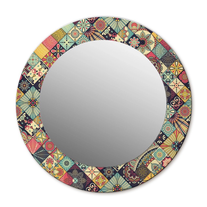 Fali tükör, Wallfluent, Patchwork csempe, Kerek, Többszínű, Ø50 cm, 010090550080300013179
