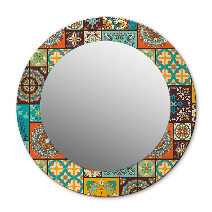 Oglinda de perete, Wallfluent, Model arab, Rotunda, Multicolor, Ø50 cm, 010090550080300020955