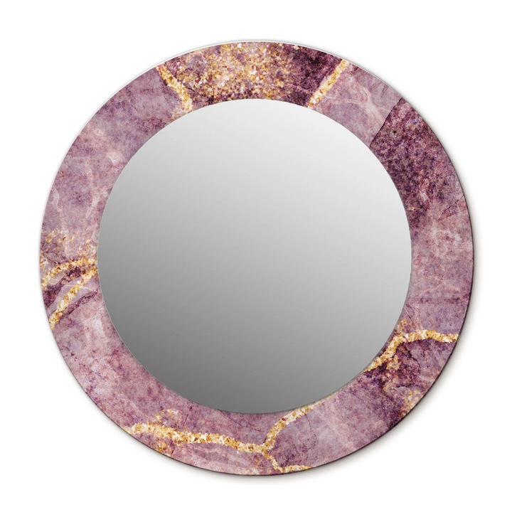 Fali tükör, Wallfluent, Márványutánzat, Kerek, Arany, Ø50 cm, 010090550080300020885