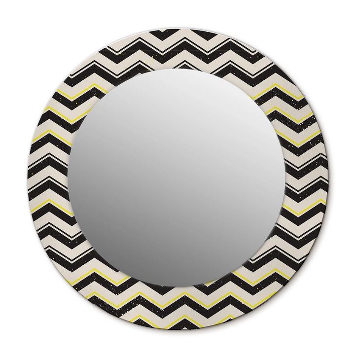 Fali tükör, Wallfluent, Cikcakk mintás, Kerek, Bézs, Ø50 cm, 010090550080300072570