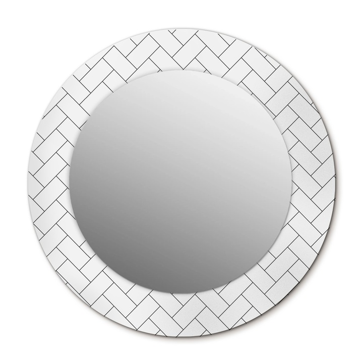 Fali tükör, Wallfluent, halszálkás, kerek, fehér, Ø50 cm, 010090550080300020984