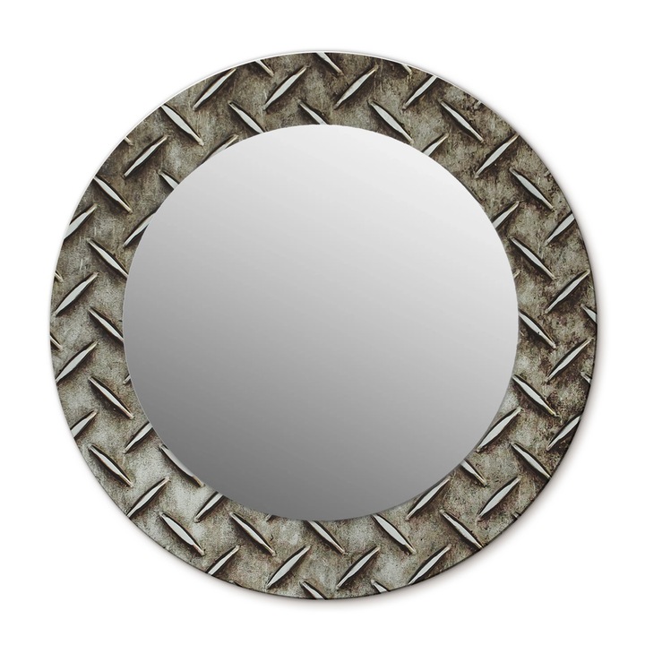 Fali tükör, Wallfluent, Acél textúra, Kerek, Ezüst, Ø50 cm, 010090550080300072569