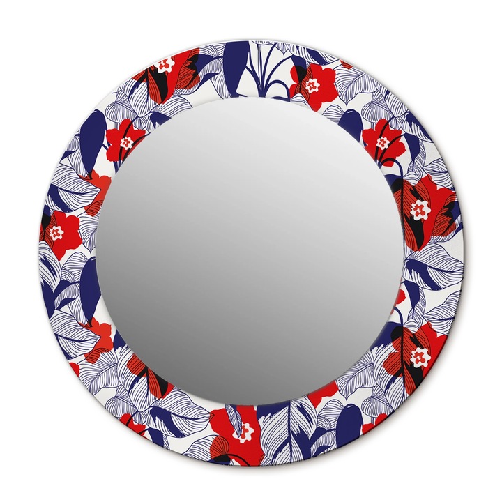 Fali tükör, Wallfluent, Philodendrons, Rotunda, Tengeri kék, Ø50 cm, 010090550080300072589
