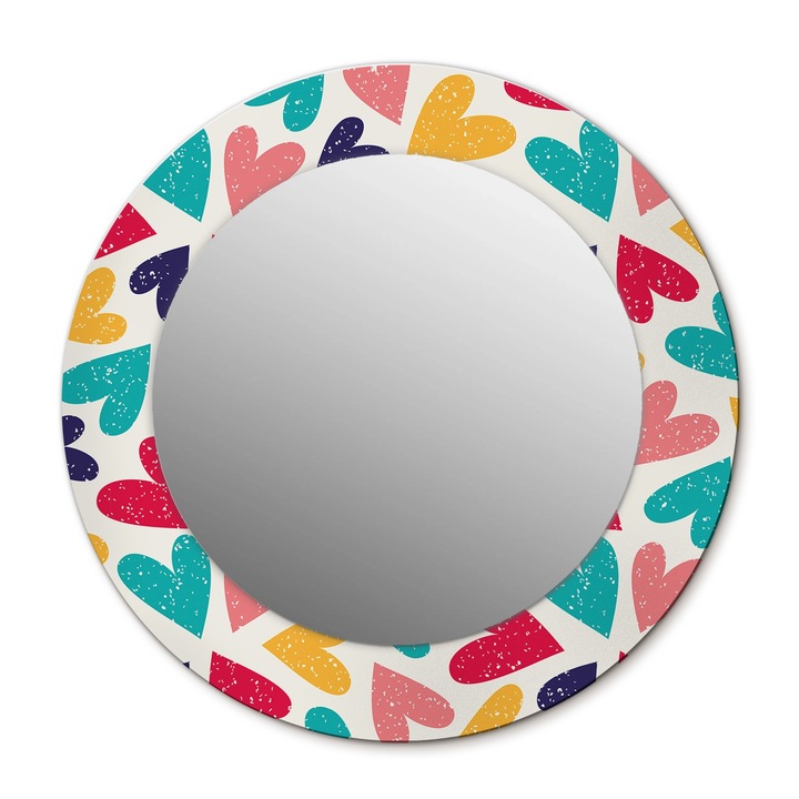 Fali tükör, Wallfluent, Szívek, Kerek, Többszínű, Ø50 cm, 010090550080300072613