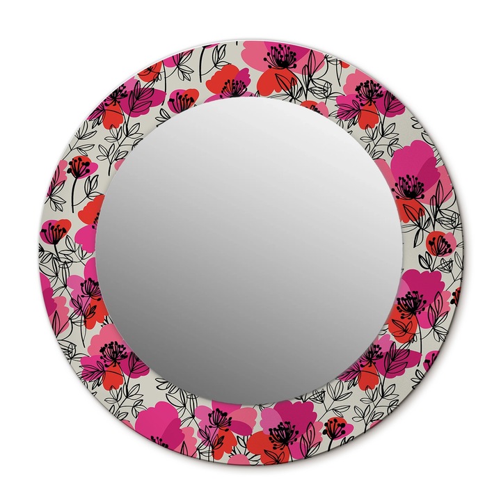 Oglinda de perete, Wallfluent, Maci, Rotunda, Rosu, Ø50 cm, 010090550080300072620