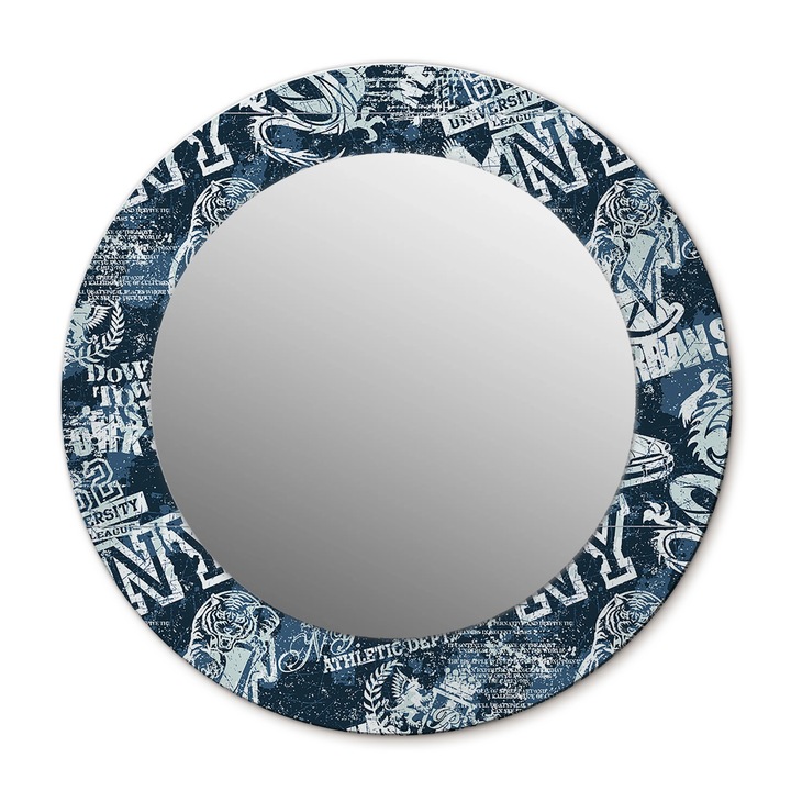 Fali tükör, Wallfluent, New York Collage, Kerek, Kék, Ø50 cm, 010090550080300072647