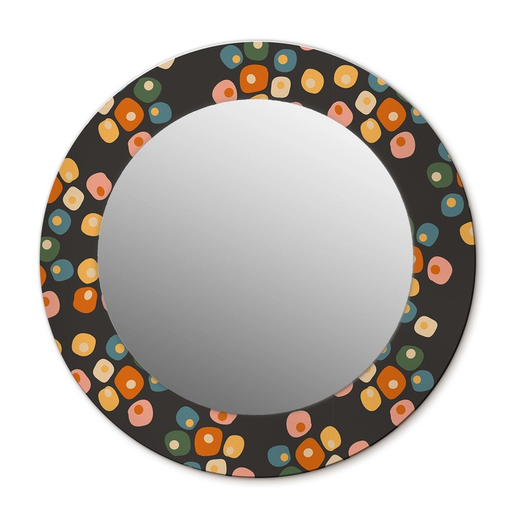 Fali tükör, Wallfluent, Virágpöttyös, Kerek, Narancs, Ø50 cm, 010090550080300072649