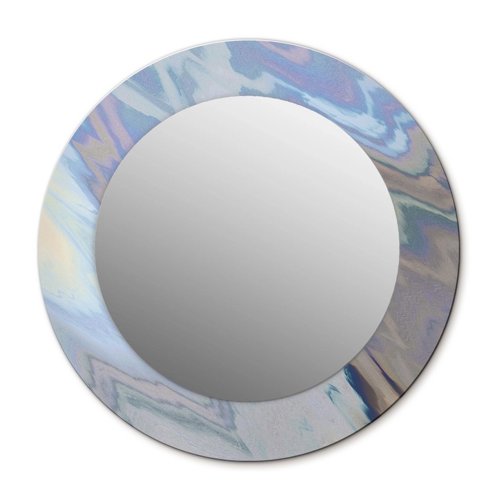 Fali tükör, Wallfluent, Absztrakt hullámok, Kerek, Kék, Ø50 cm, 010090550080300072655