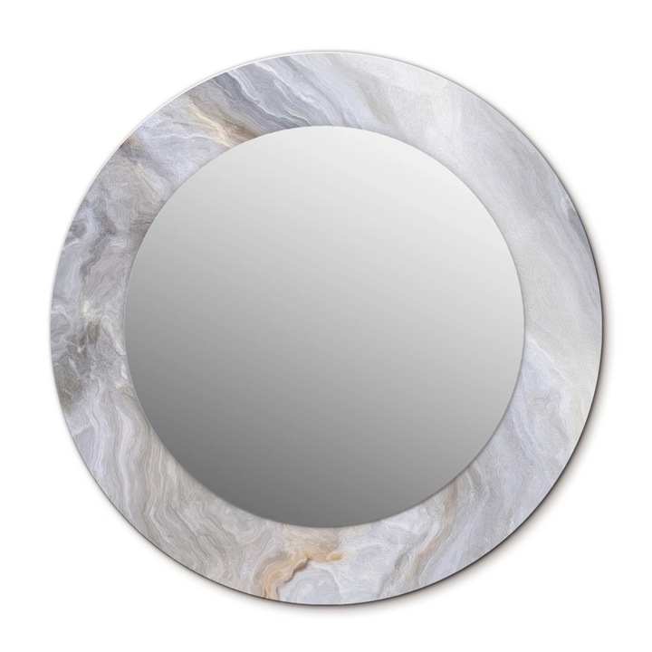 Fali tükör, Wallfluent, Absztrakt márvány, Kerek, Krém, Ø50 cm, 010090550080300019468