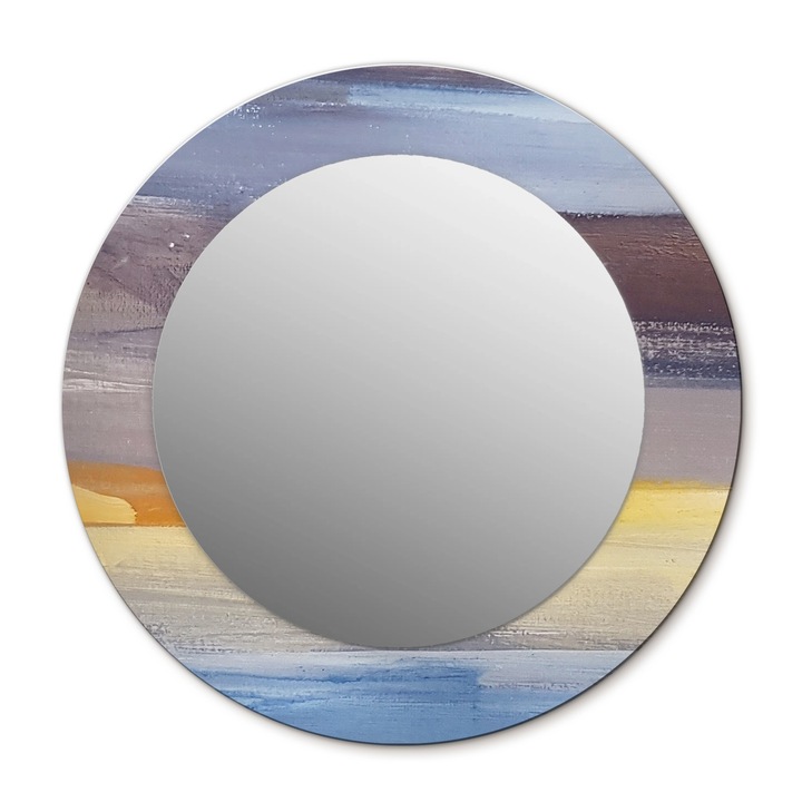 Fali tükör, Wallfluent, Absztrakt kép, Kerek, Kék, Ø50 cm, 010090550080300030899