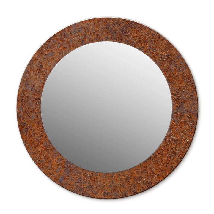 Fali tükör, Wallfluent, Rozsdás fém, Kerek, Barna, Ø50 cm, 010090550080300053923