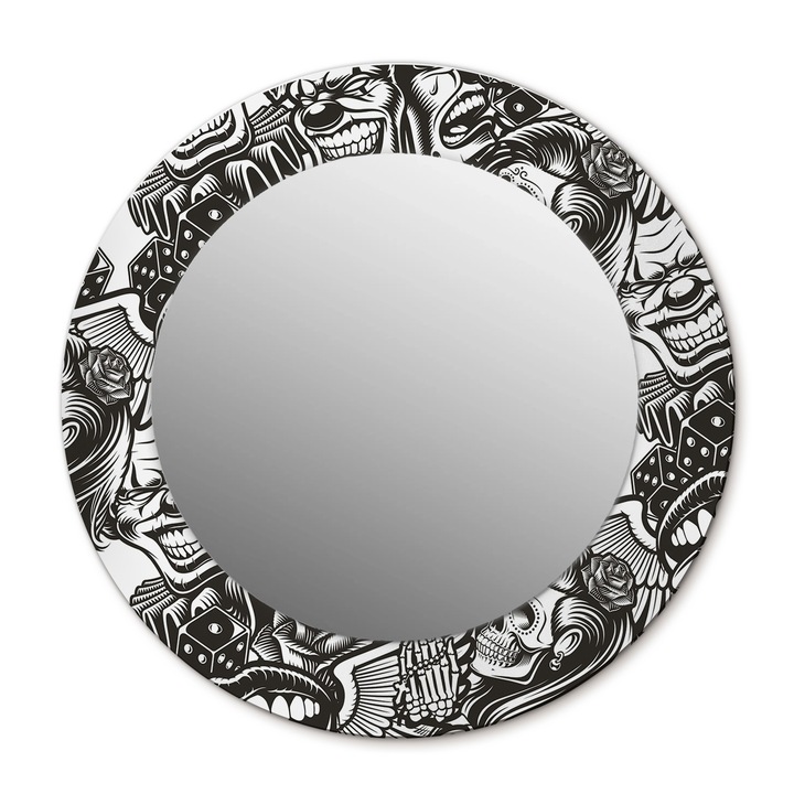 Fali tükör, Wallfluent, Graffiti Bohóc, Kerek, Többszínű, Ø50 cm, 010090550080300054118