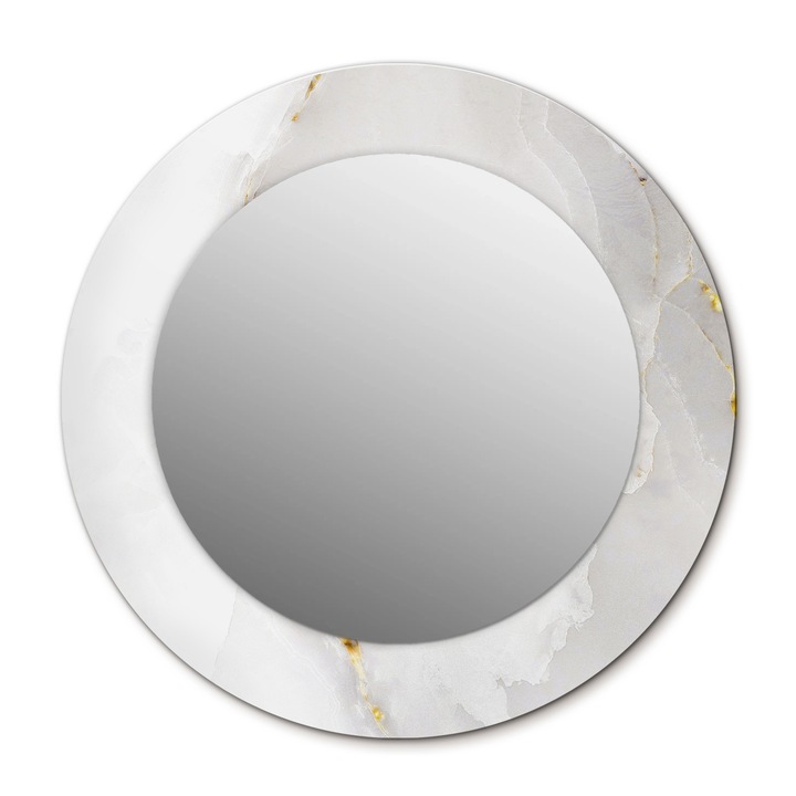 Fali tükör, Wallfluent, Fényes márvány, Kerek, Fehér, Ø50 cm, 010090550080300053829