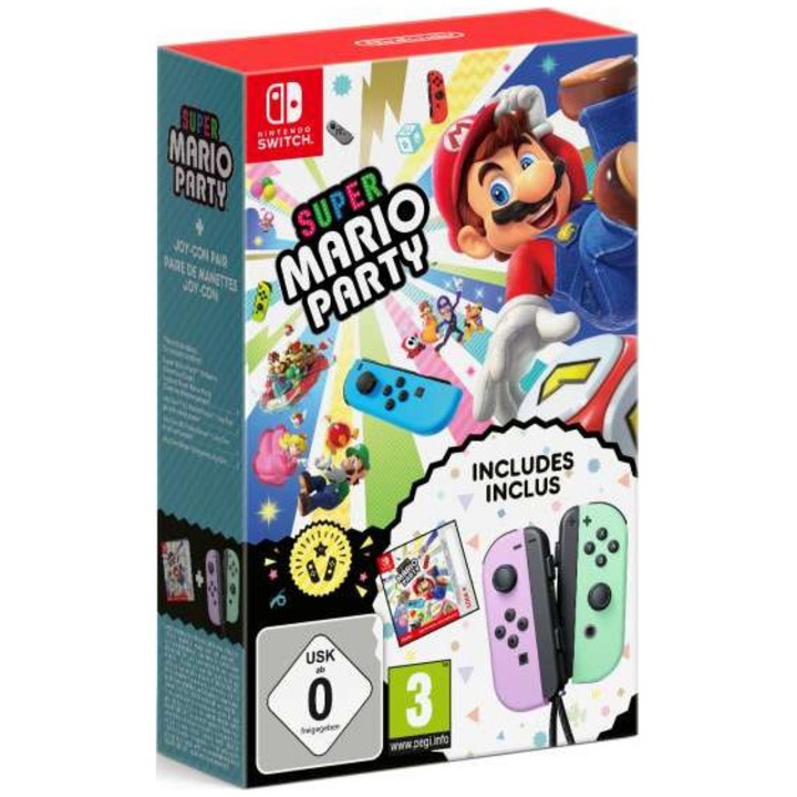 Контролер Nintendo Switch Joy Con Pair, Purple & Green и Mario Party DLC