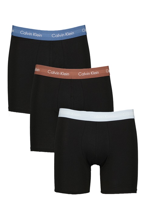 CALVIN KLEIN, Logós boxer szett - 3 db, Koptatott fekete/Koptatott piros/Kék