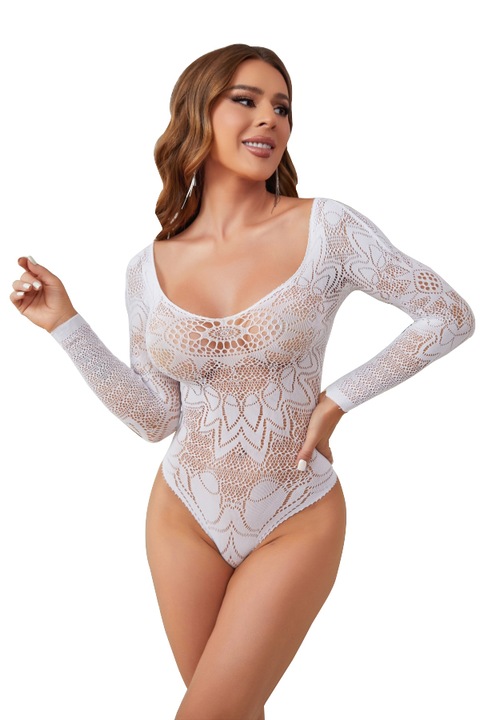 Body sexy fluorescent din plasa fina DLS-YG24 94428, Alb, One Size