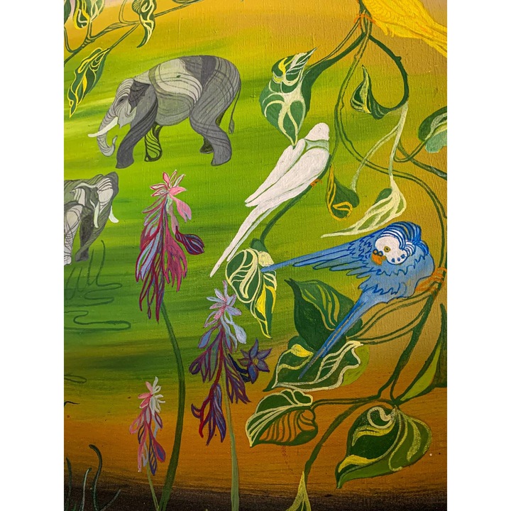 Tapet Premium Canvas, Animale exotice ilustratie copii, 300x200 cm