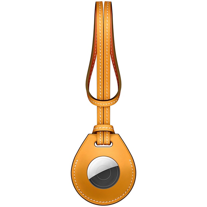 Husa de protectie Apple AirTag, Piele, Sandy Brown