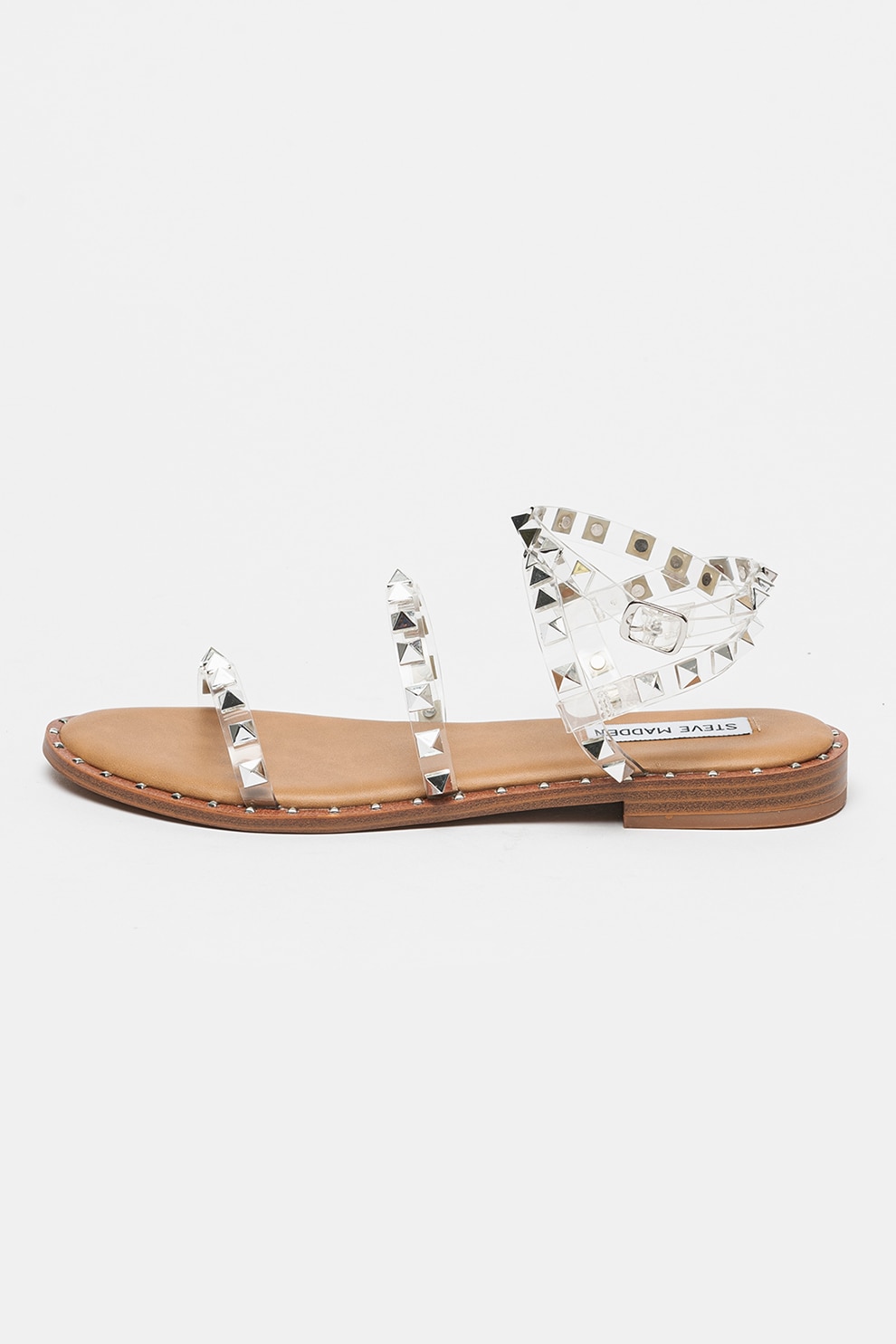 Steve Madden, Sandale cu tinte Travel, Bej, Argintiu, 41