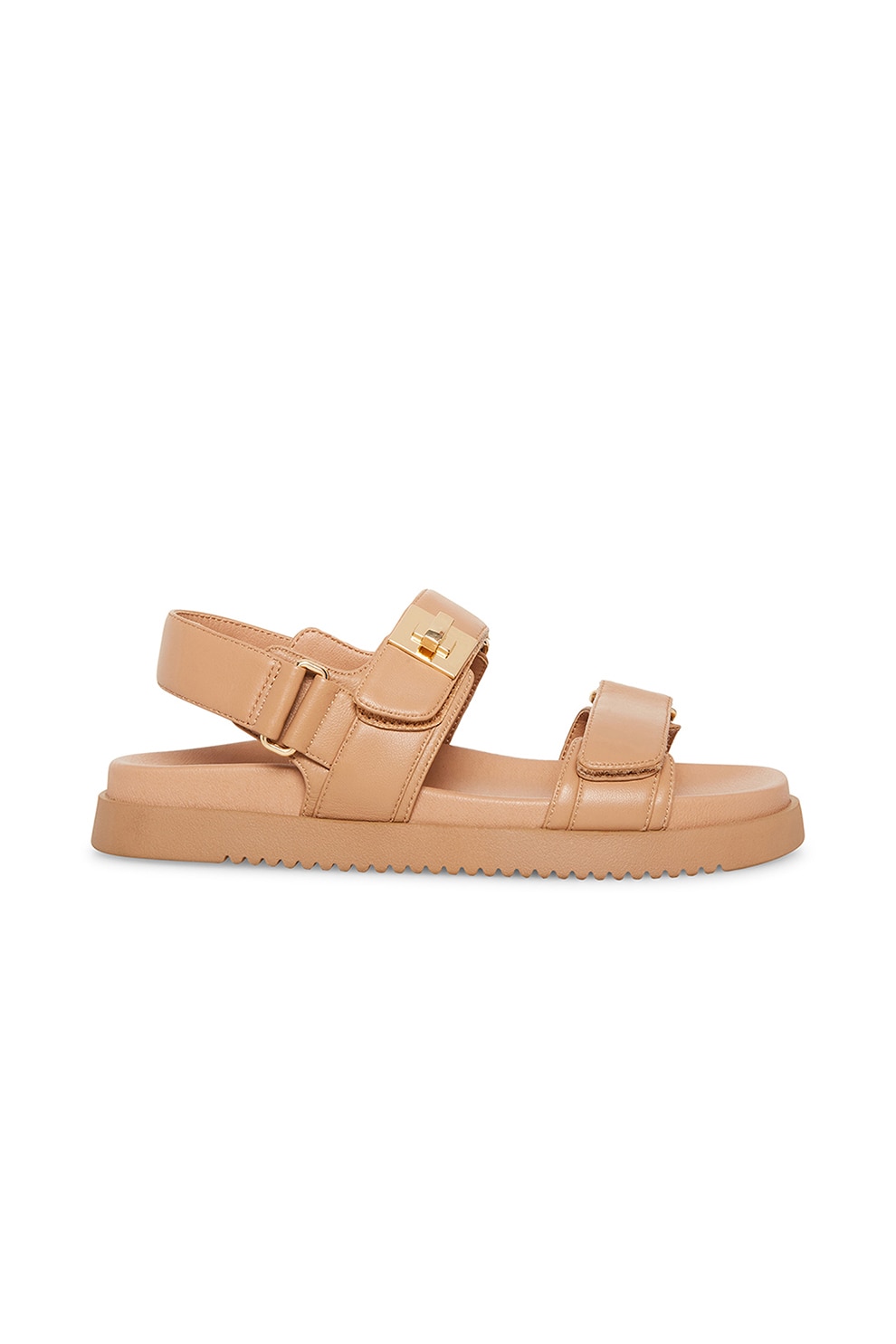 Steve Madden, Sandale de piele cu velcro Mona, Maro, 37