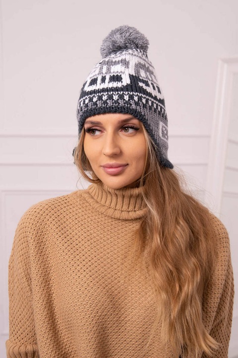 Női téli sapkák, Kesi, Clath, fehér-grafit, One Size INTL