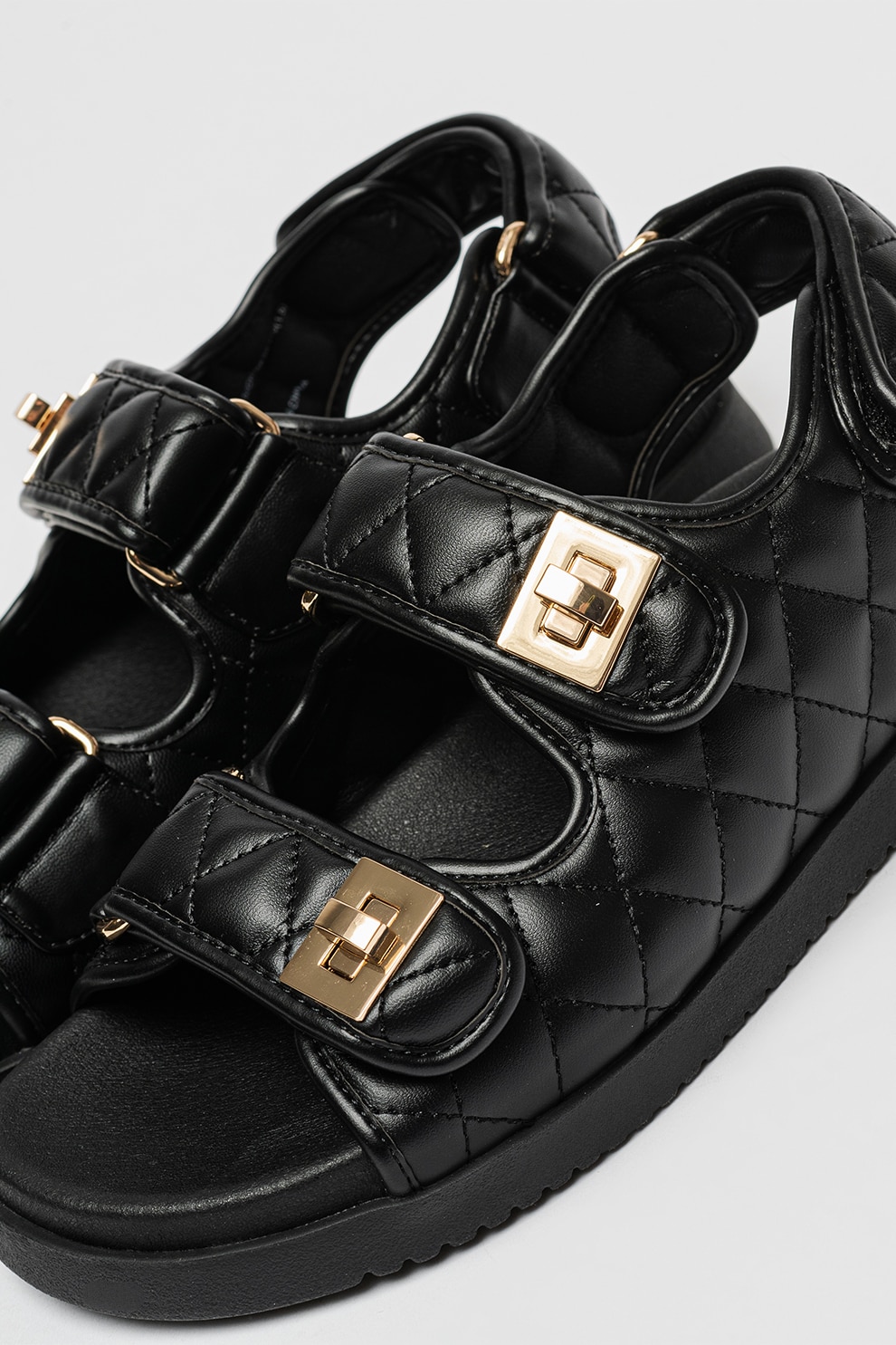 Steve Madden, Sandale din piele ecologica Margie, Negru, 38