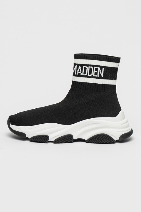 Steve Madden, Pantofi sport slip-on inalti, Alb/Negru, 45