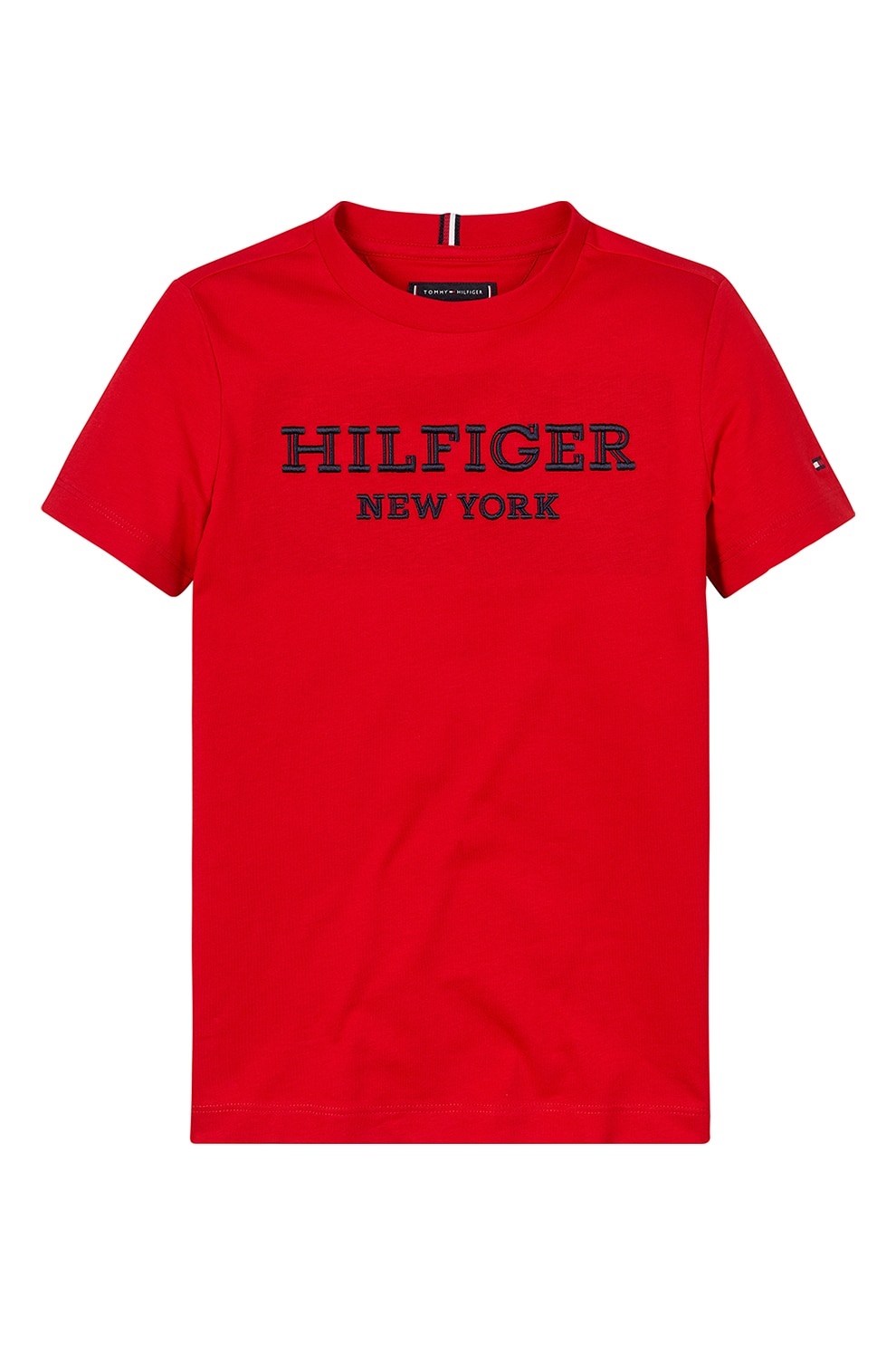 Tommy Hilfiger, Tricou cu imprimeu logo pe piept, Rosu, 164 CM