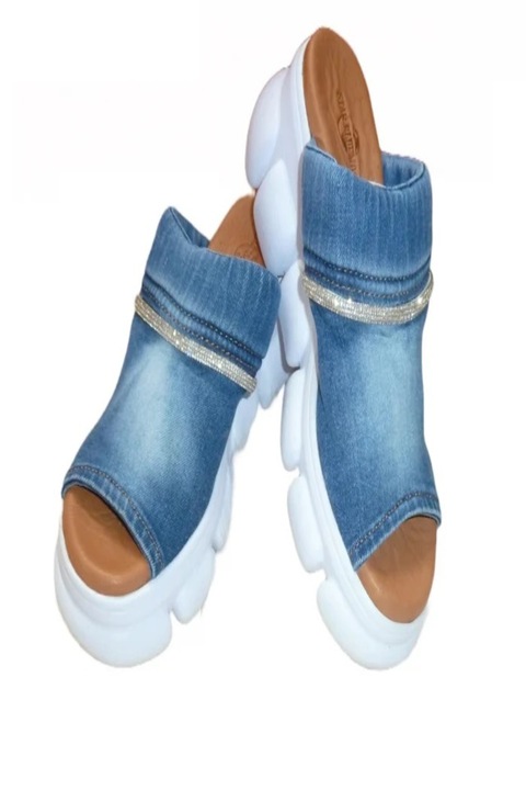 Sandale denim Queen, Albastru, Albastru