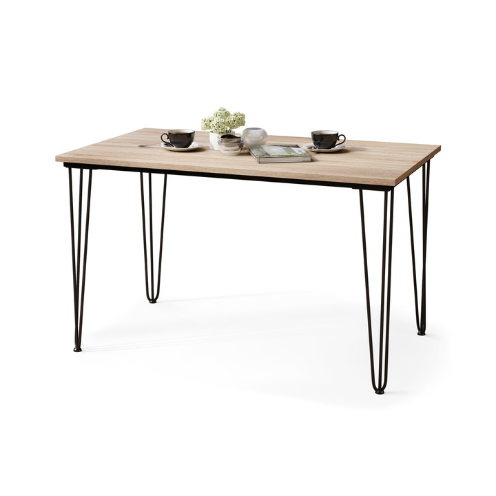 Masa de bucatarie, Mazzoni, HAIRPIN Stejar Sonoma, 120 cm / 70 cm