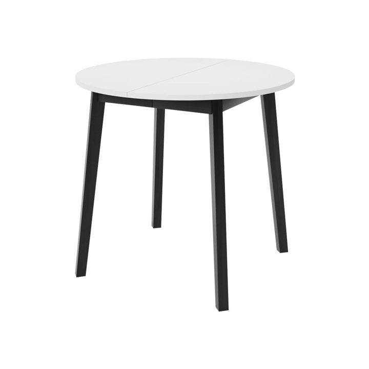 Masa extensibila Kirtore S, MIRJAN 24, 90x90x77 cm, alb / negru