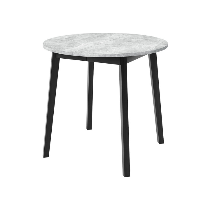 Masa extensibila Kirtore S, MIRJAN 24, 90x90x77 cm, gri marmura / negru