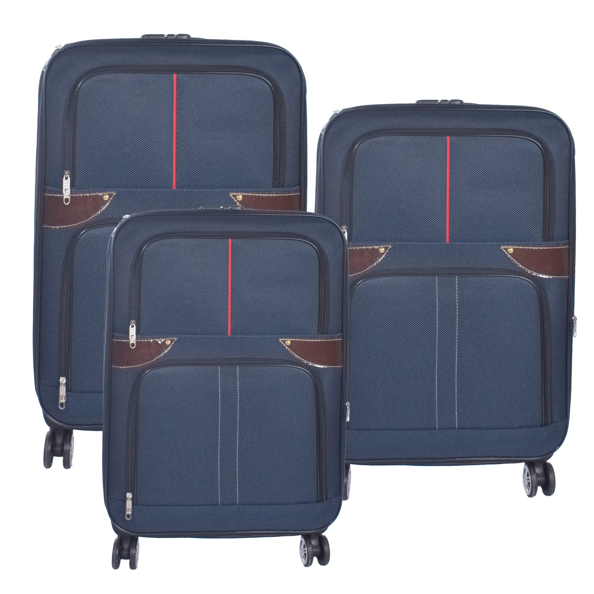 Set 3 trolere voiaj, Naimeed D5588, 4 roti duble 360 grade
