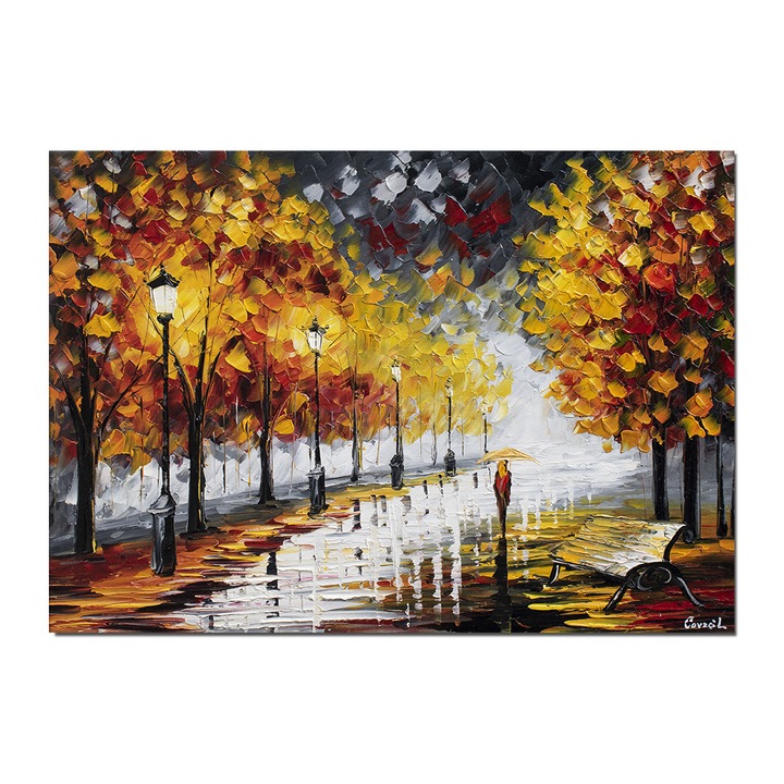 Tablou pictat manual living, hol, birou, dormitor, Pe drumul meu, magia culorilor, 70x50cm ulei pe panza in cutit efect 3D