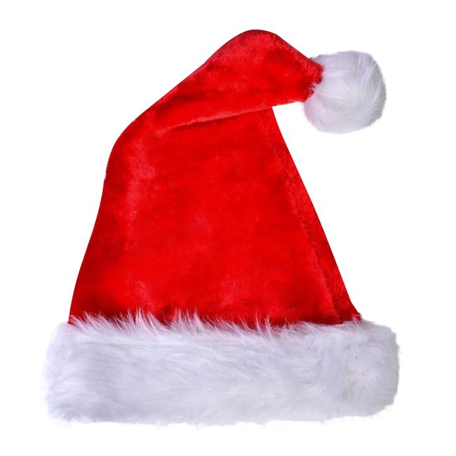 Caciula mos craciun, rosie catifelata cu blana alba Shopiens®, 48 cm ...