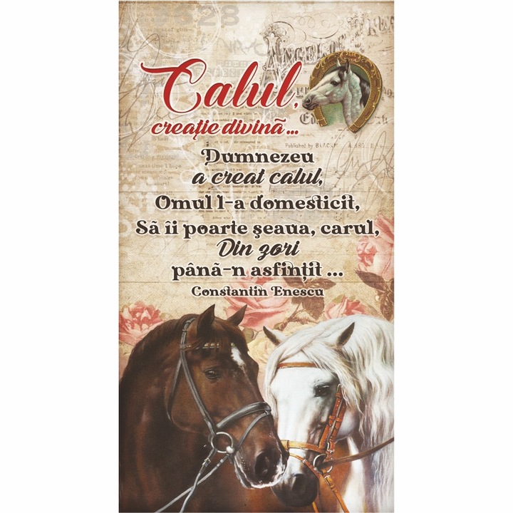 Tablou lemn, Calul, creatie divina, 25x50 cm