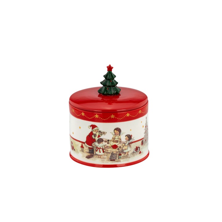 Bomboniera Craciun cu capac bradut 12, 8cm