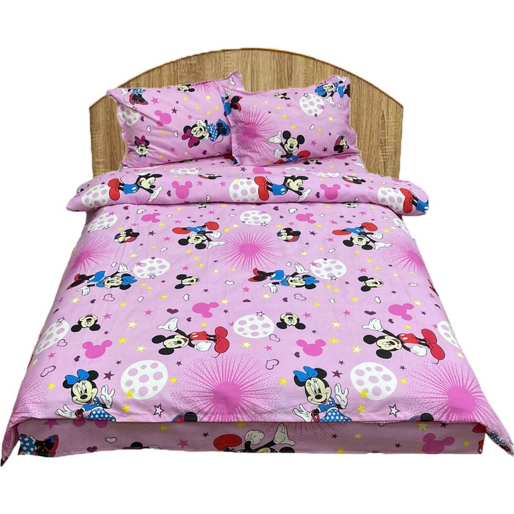 Спално бельо от 4 части, двойно спално бельо, розово, за матрак 160-180см, "Mickey and Minnie by Liz Line" 100% памук от Liz Line - LD209