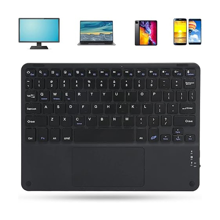 Tastatura Bluetooth cu Touchpad, NAXSIR, Compatibil cu Android/iOS/Windows, 10'', Negru