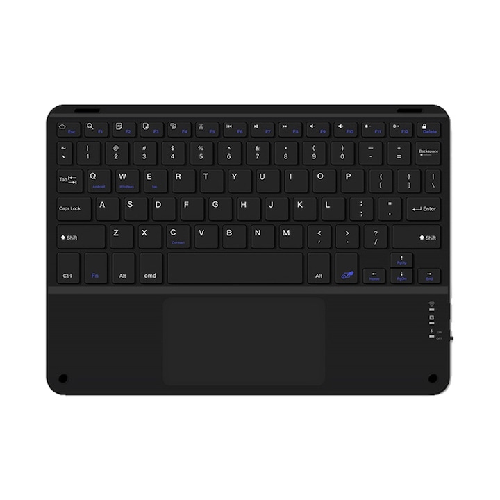 Bluetooth billentyűzet érintőpaddal, KINSI, Android/iOS/Windows rendszerrel kompatibilis, 10'', fekete