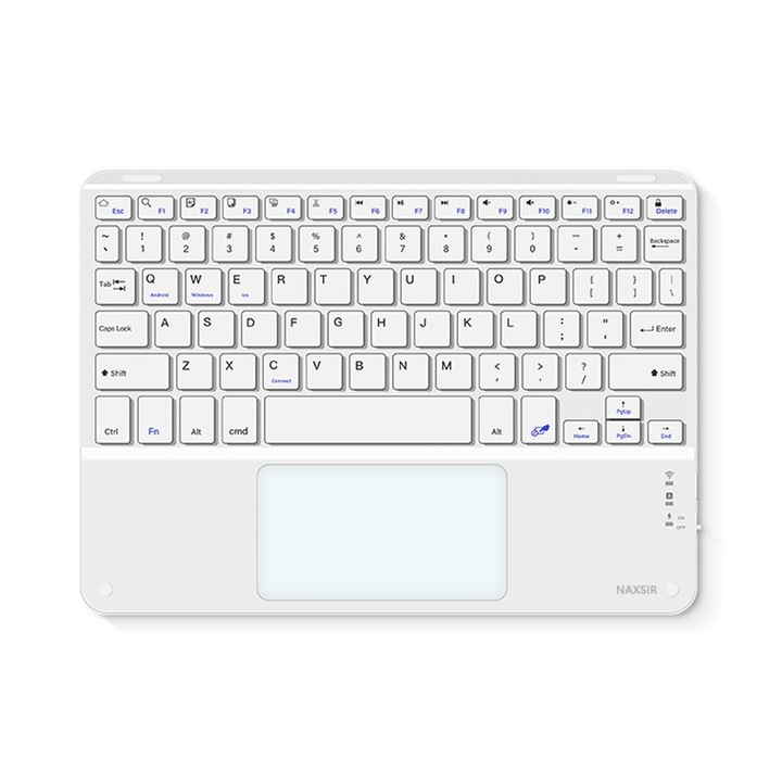 Tastatura Bluetooth cu Touchpad, NAXSIR, Compatibil cu Android/iOS/Windows, 10'', Alb