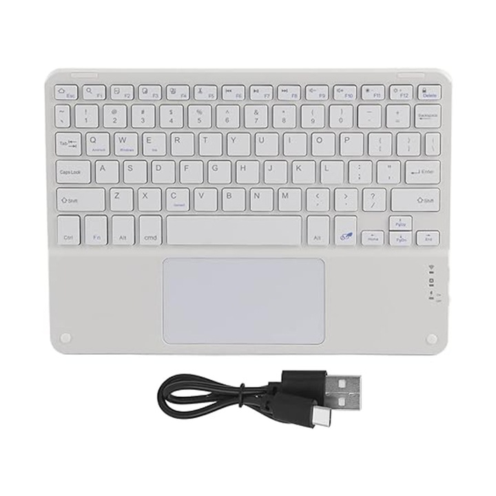 Tastatura Bluetooth cu Touchpad, NAXSIR, Compatibil cu Android/iOS/Windows, 10'', Alb